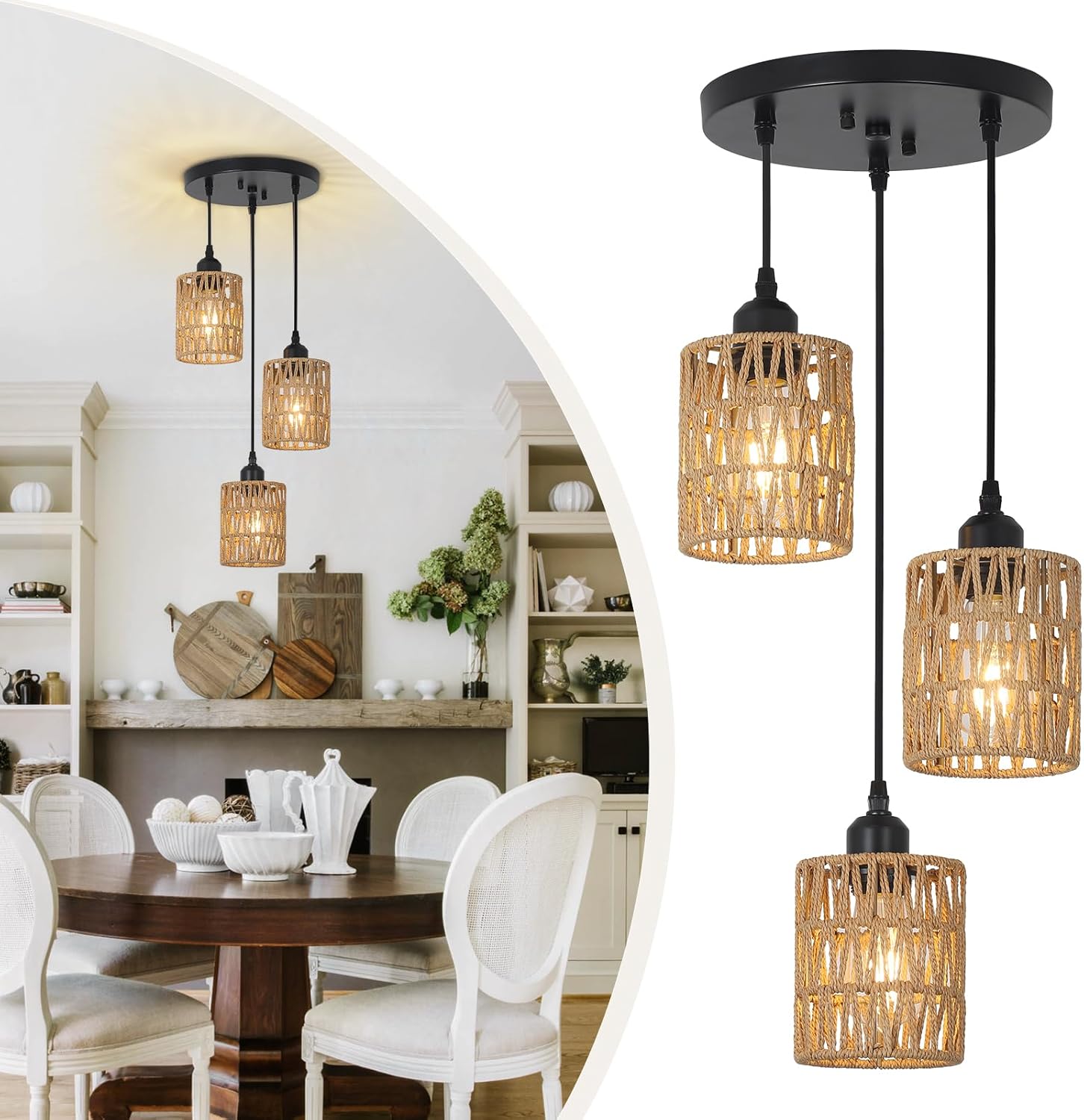 Boho Metal Chandelier — 3 Lights