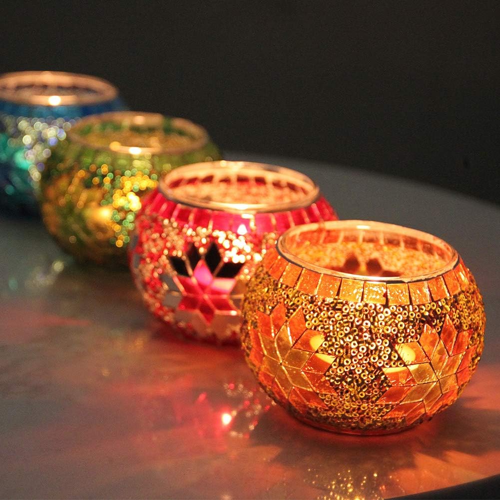 Glass Candle — Set of 4 — Mosaic 4-4PCS