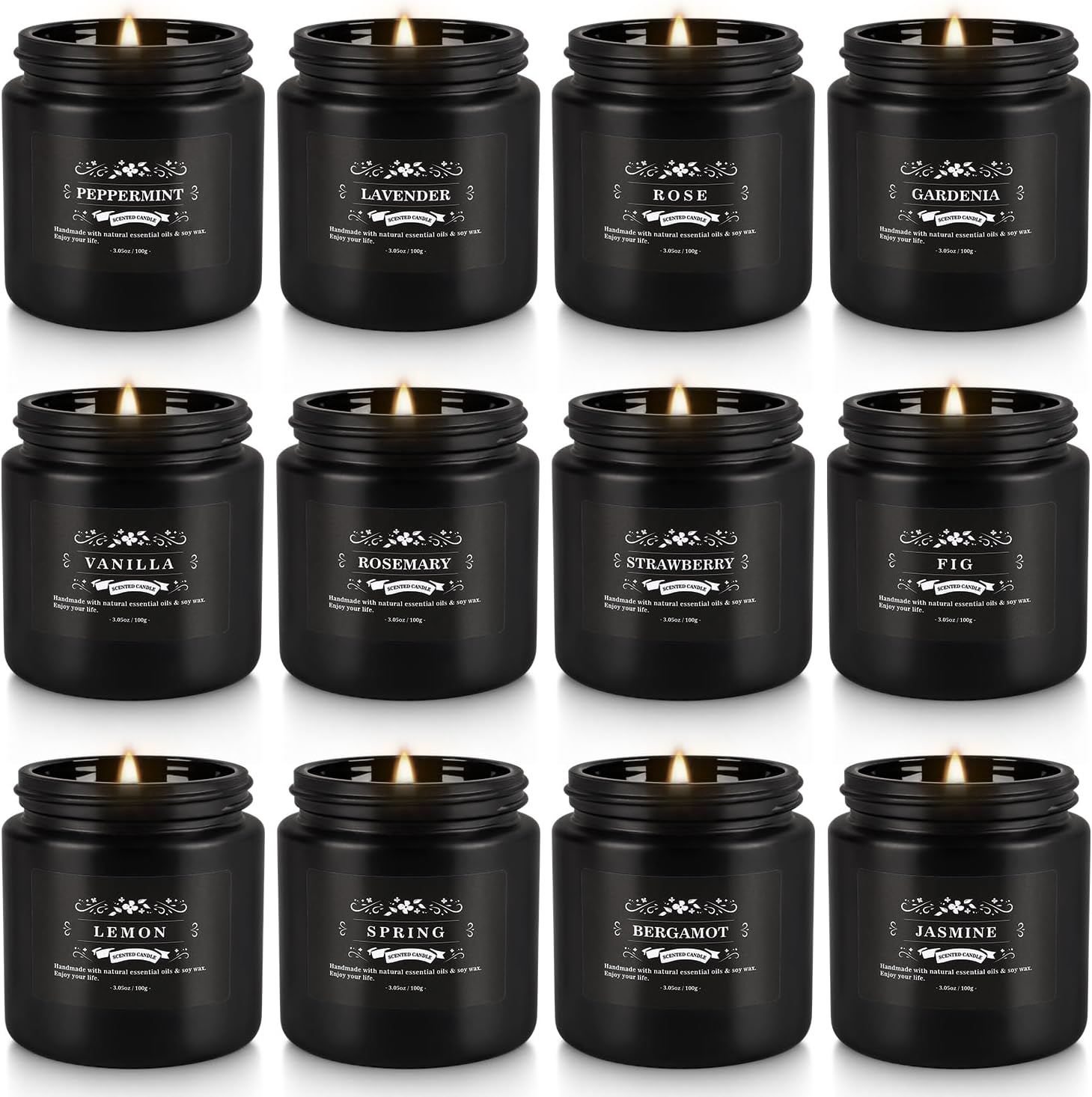 Soy Wax Black Scented Candle — Black