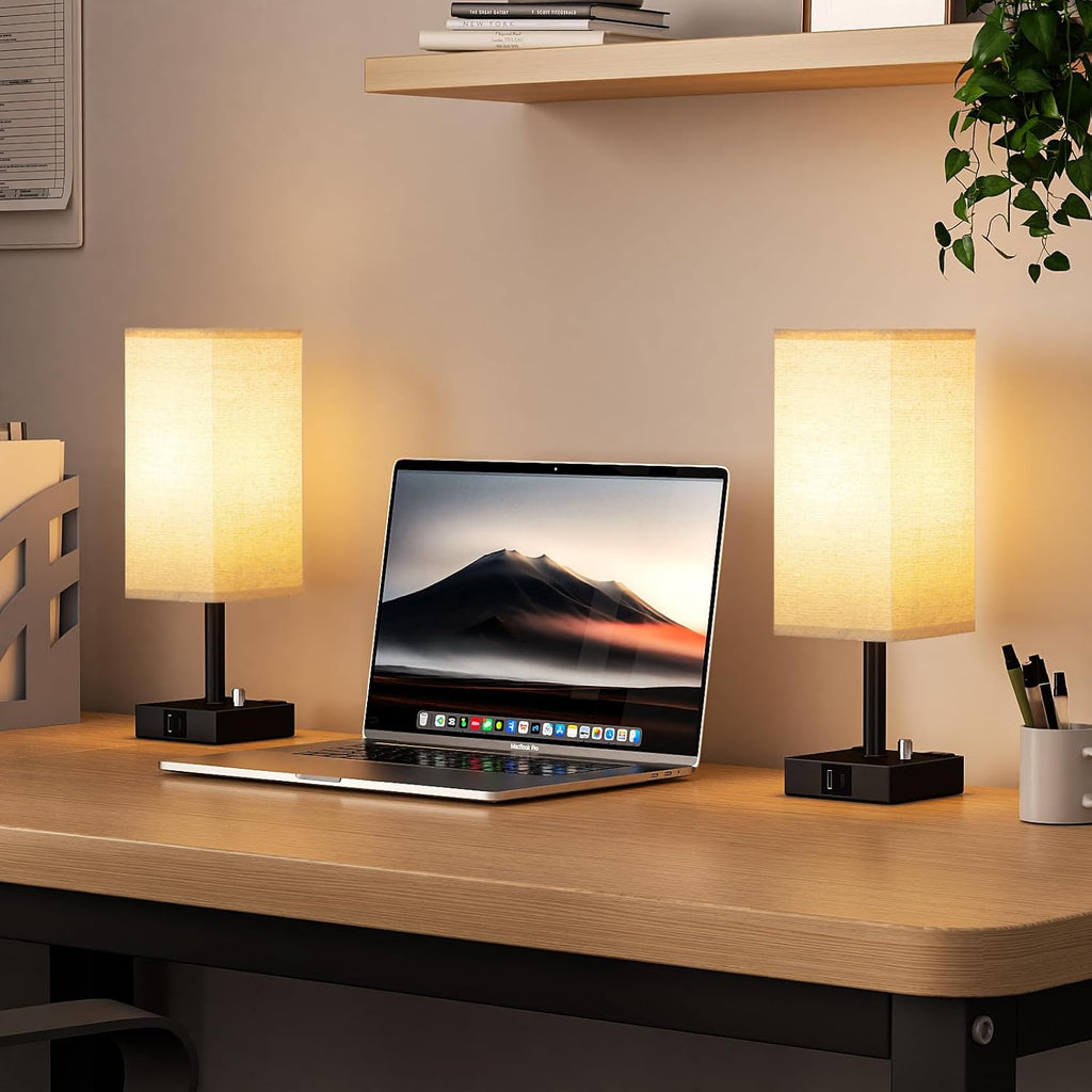 Dimmable Beige Bedside Lamp — Set of 2 - View 6
