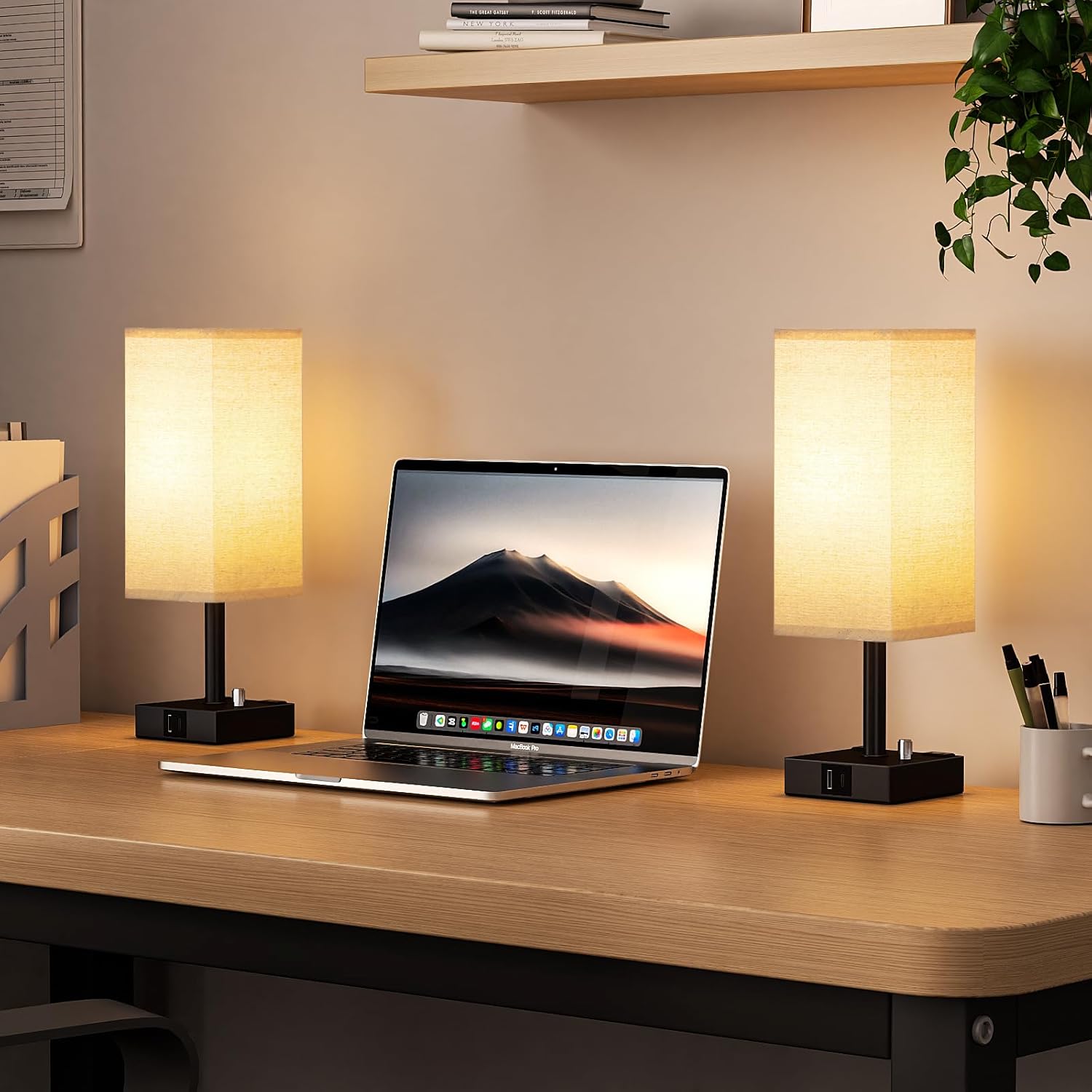 Dimmable Beige Bedside Lamp — Set of 2 - View 6
