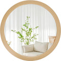 Round Farmhouse Beige Wall Mirror — 24" — 36"L x 36"W