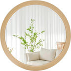 Round Farmhouse Beige Wall Mirror — 24" — 36"L x 36"W