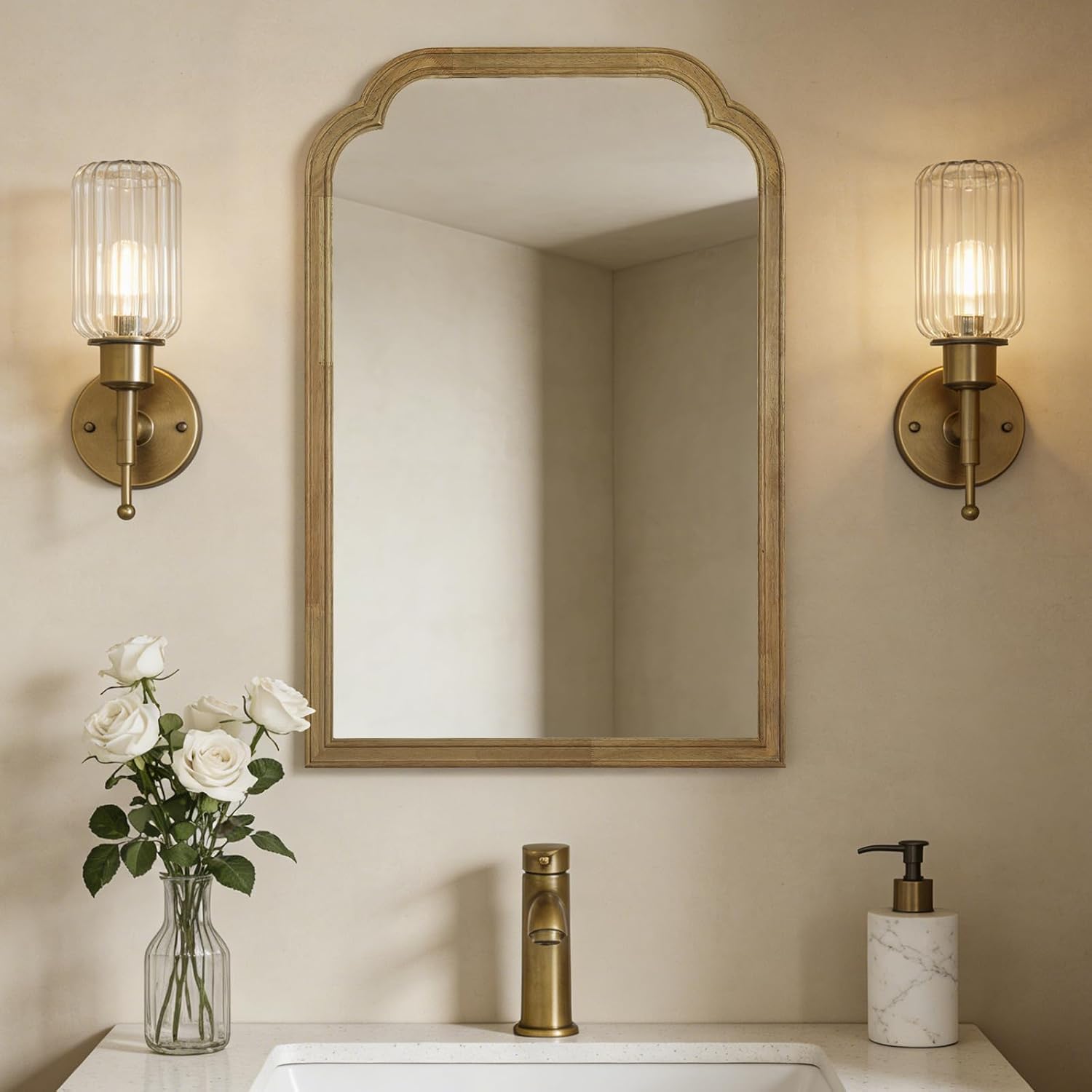 Beige Wall Mirror — 24" — 30"L x 20"W