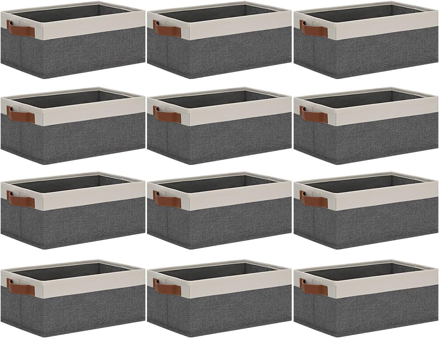 Beige Storage Bin — 11.8" — Small-11.8"x 7.87"x 5.11"-12pcs