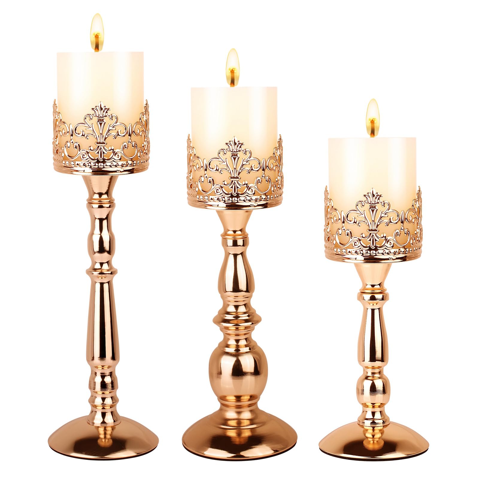 Vintage Luxe Black Pillar Candle — Set of 3