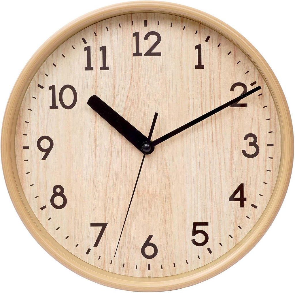 Battery Operated Modern Silver Wall Clock — 12" — Graining, 10 Inch