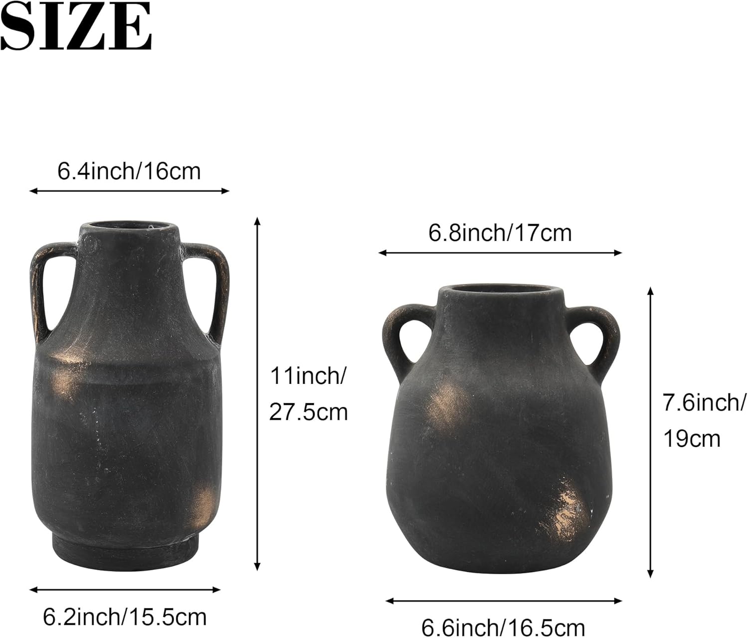 Vintage Boho Black Flower Vase — Set of 2 - View 4