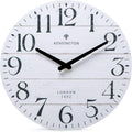 Battery Operated Beige Wall Clock — 12" — White