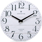 Battery Operated Beige Wall Clock — 12" — White