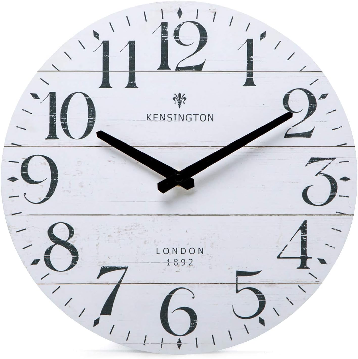 Battery Operated Beige Wall Clock — 12" — White