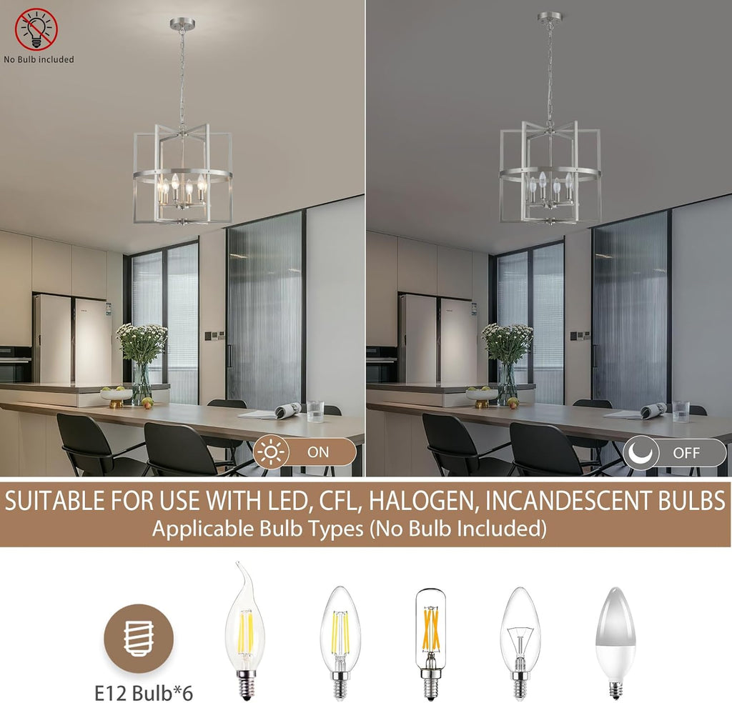 Modern Black Chandelier — 6-Light - View 4