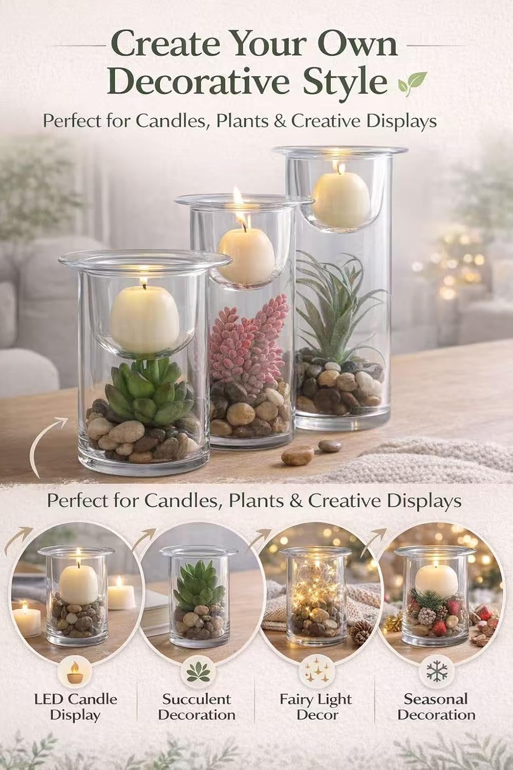Glass Candle — Set of 3 - View 4