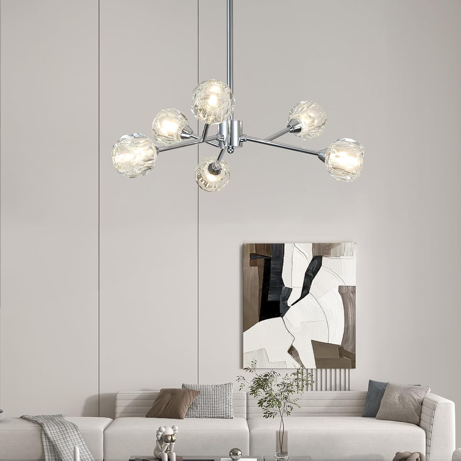 Luxe Black Chandelier — 36" — Chrome