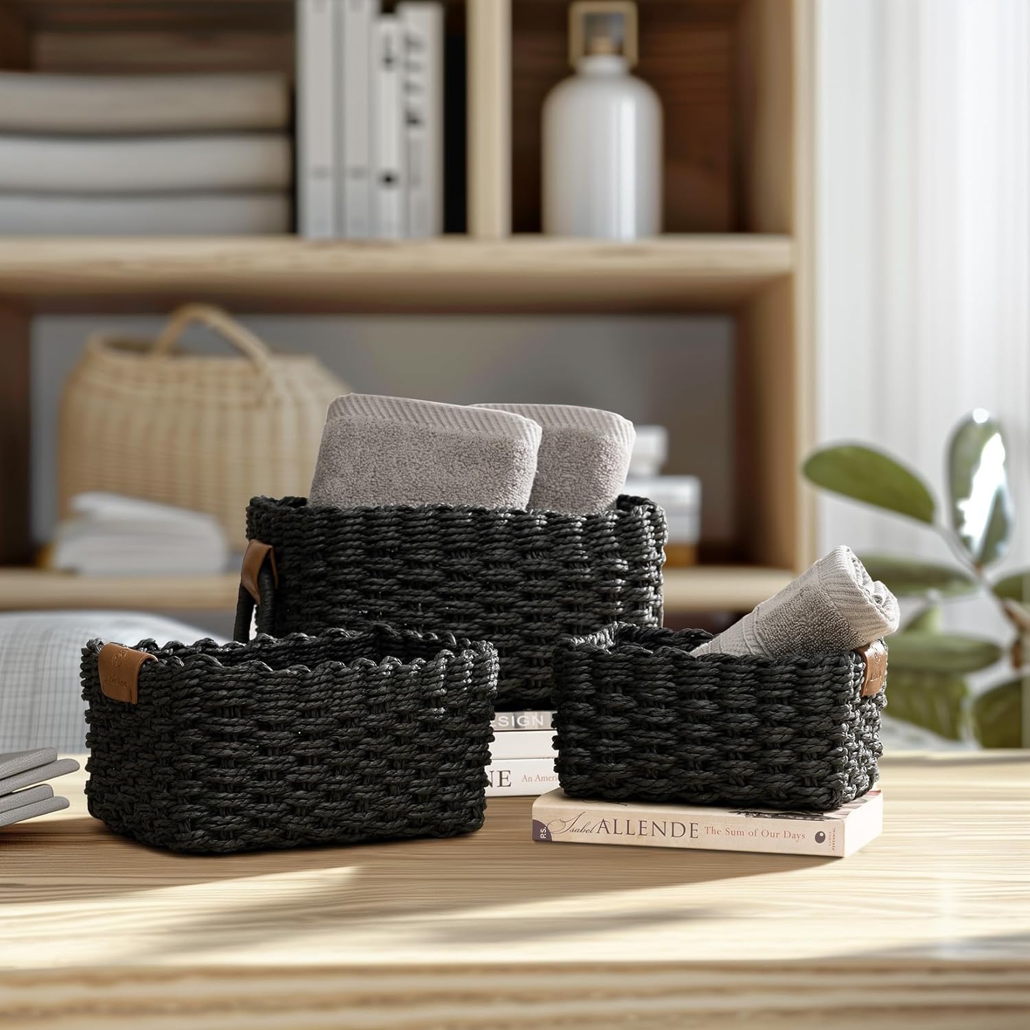 Boho Rattan Woven Basket — Set of 3 - View 2