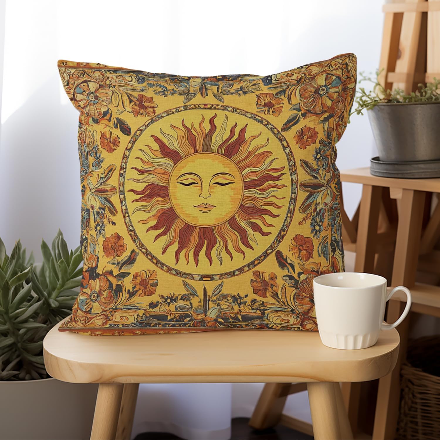 Vintage Boho Black Throw Pillow Cover — 18" - View 4
