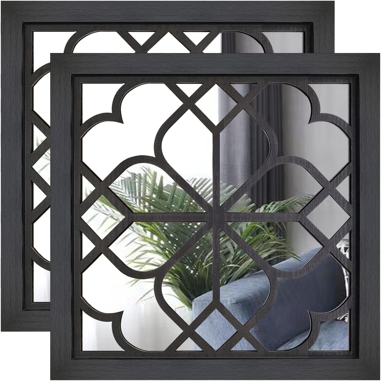 Rectangular Farmhouse Black Wall Mirror — 15" — Black