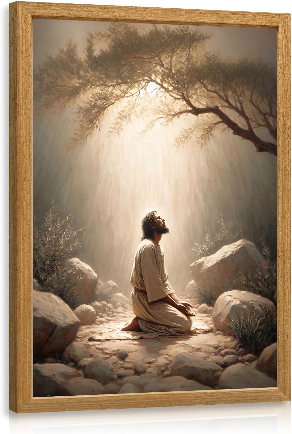 Framed Metal Wall Decor — 16" — JesusPrayer(Wood)