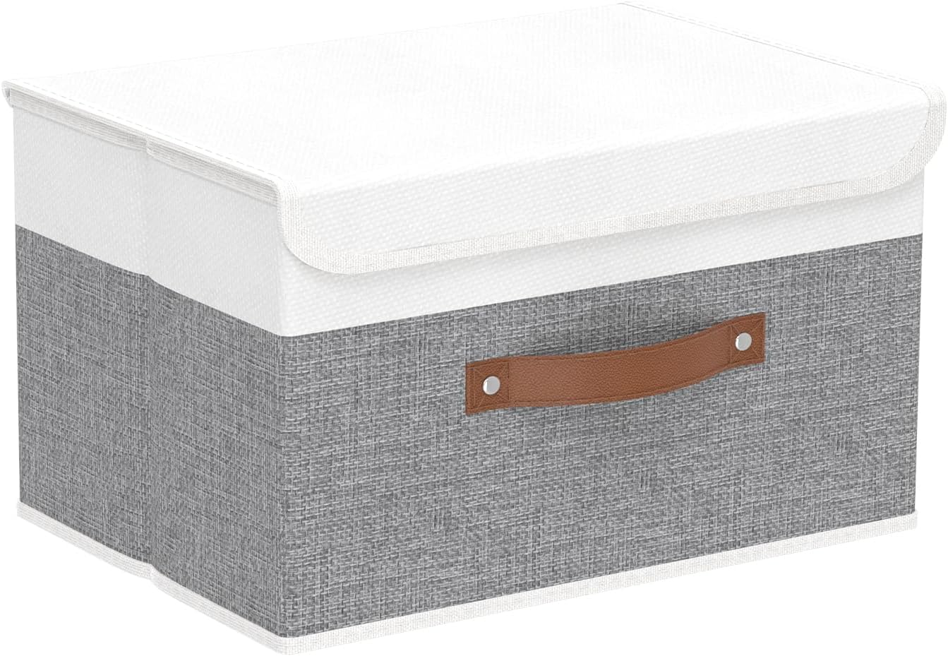 Linen Beige Basket — 15.0" — White/Grey