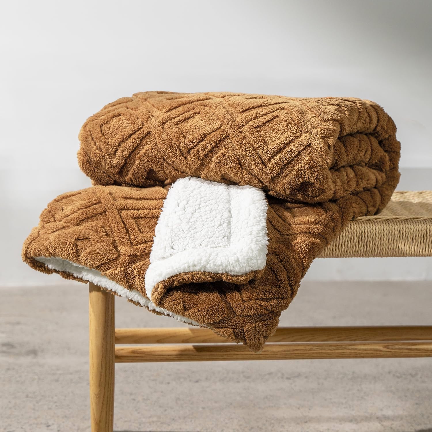 Boho Beige Throw Pillow — 50" — Burnt Orange