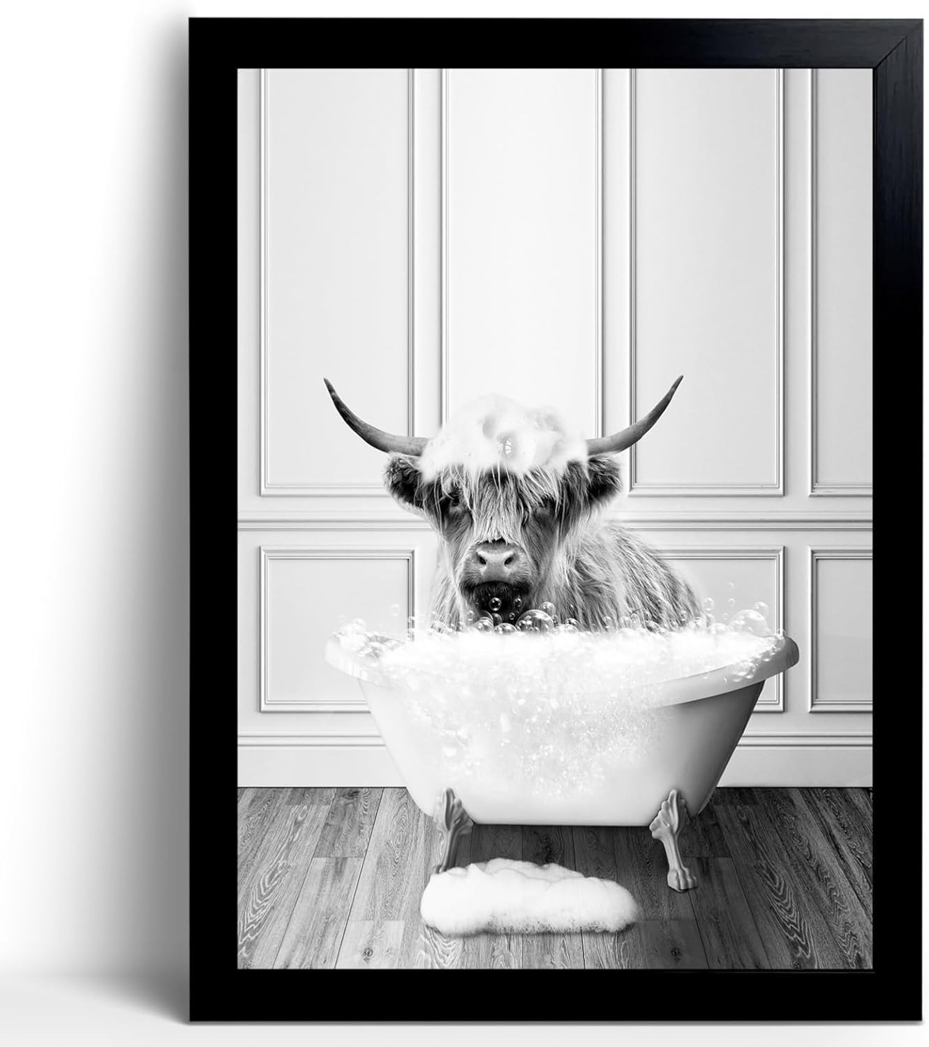 Framed Wood Canvas Wall Art — 8" — Hignland Cow Prints