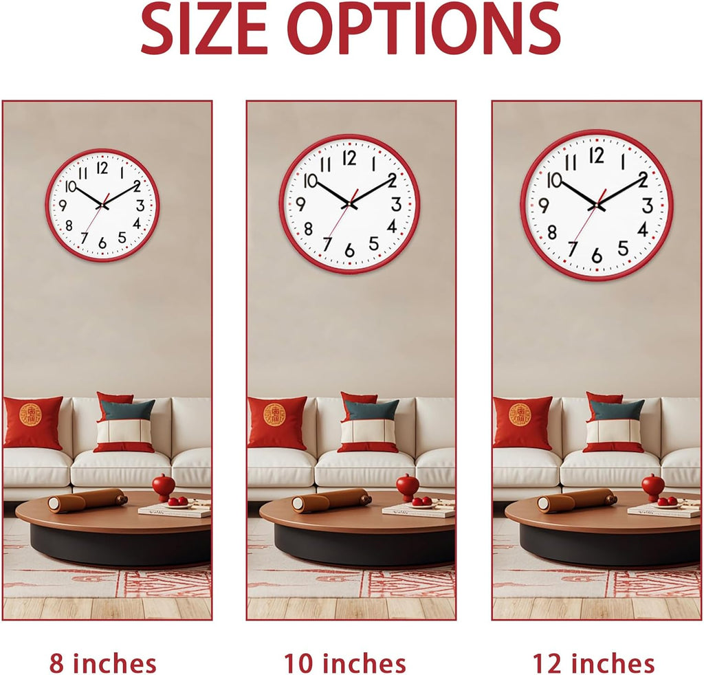 Battery Operated Modern Black Wall Clock — 8" - View 3