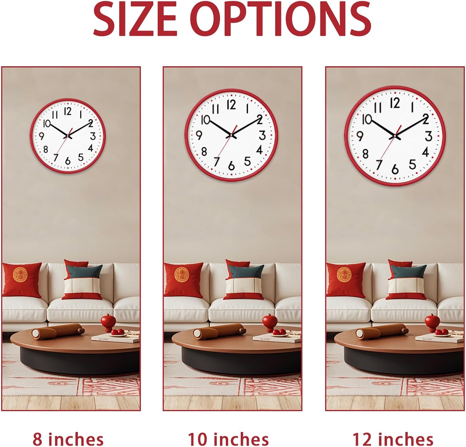 Battery Operated Modern Black Wall Clock — 8" - View 3