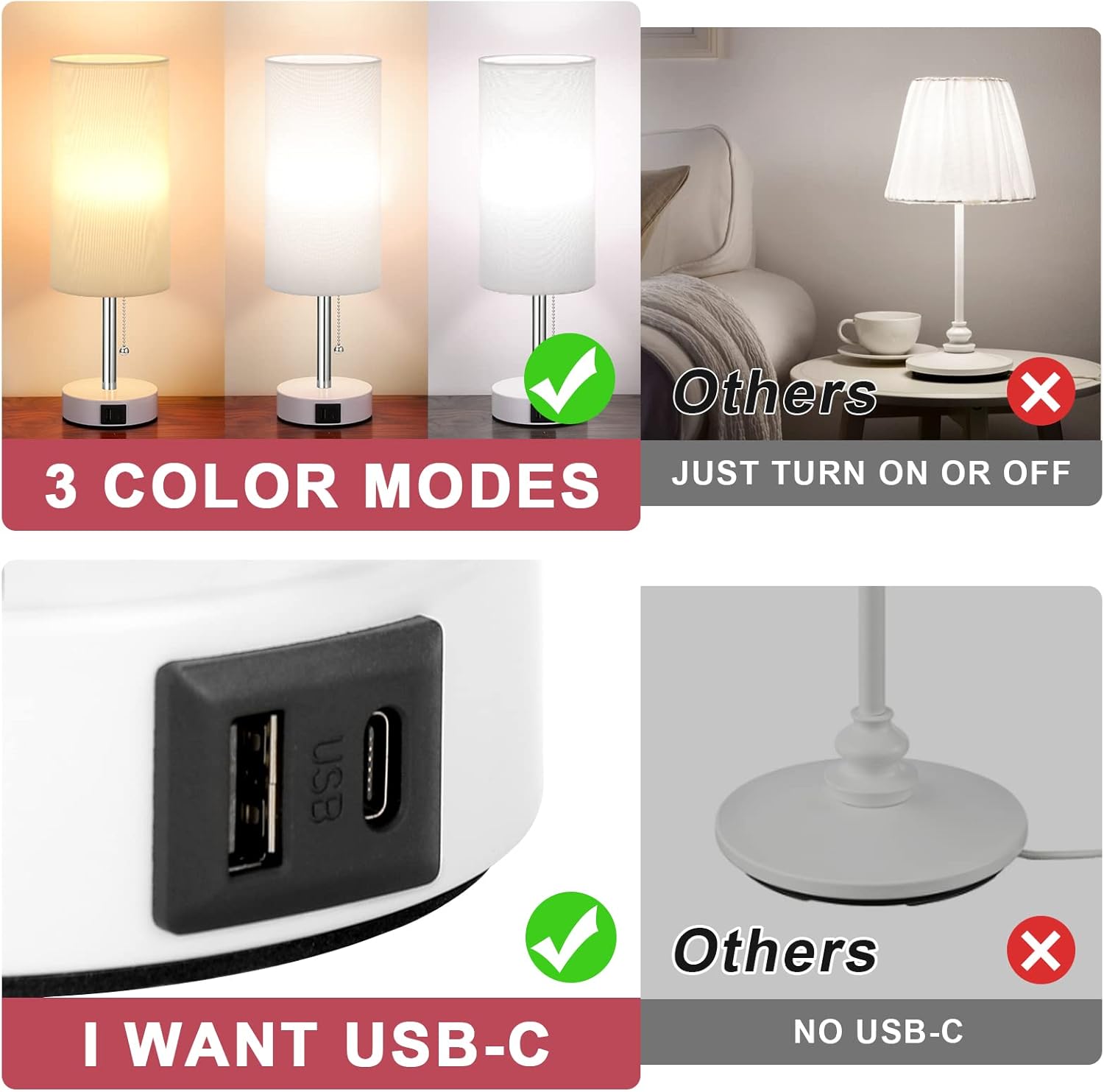 USB Gold Bedside Lamp - View 7