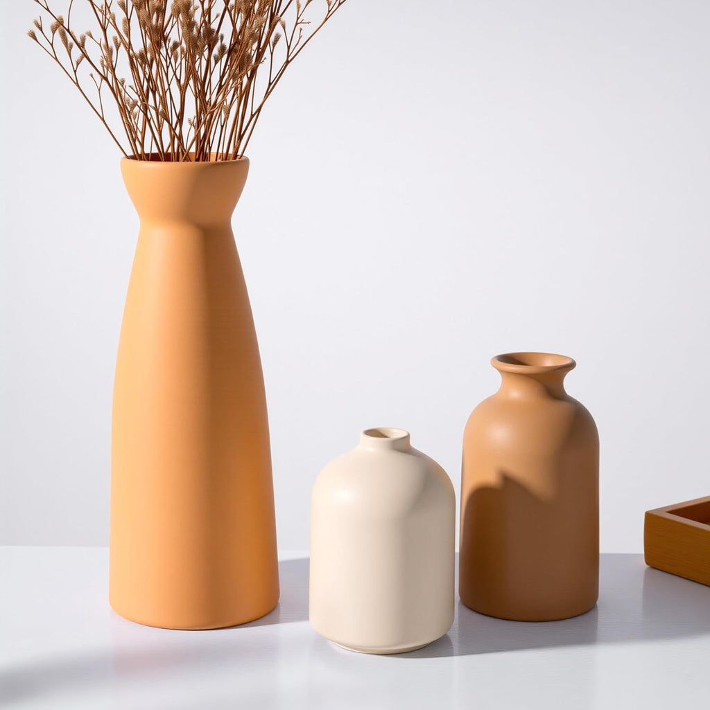 Boho Beige Vase Set — Set of 3 - View 8