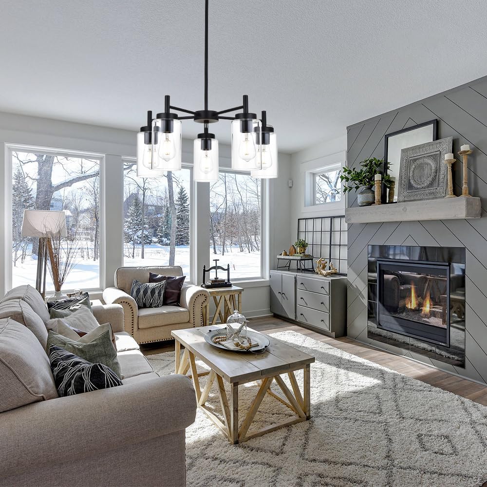 Vintage Modern Black Chandelier — 5-Light - View 2