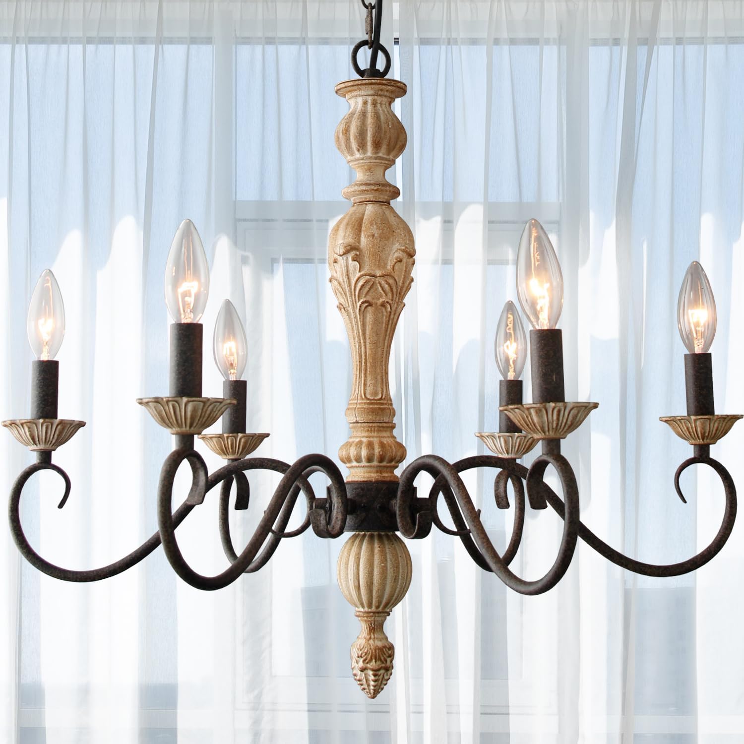 Adjustable Beige Chandelier — 4-Light — ZR2996-Brown