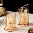 Luxe Metal Pillar Candle — Set of 2 - View 3