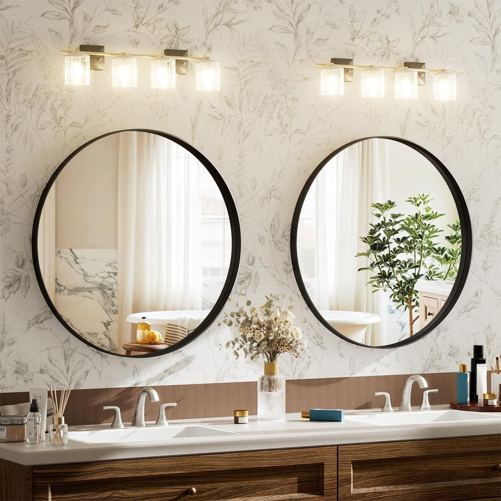Round Modern Black Mirror — 24" - View 2