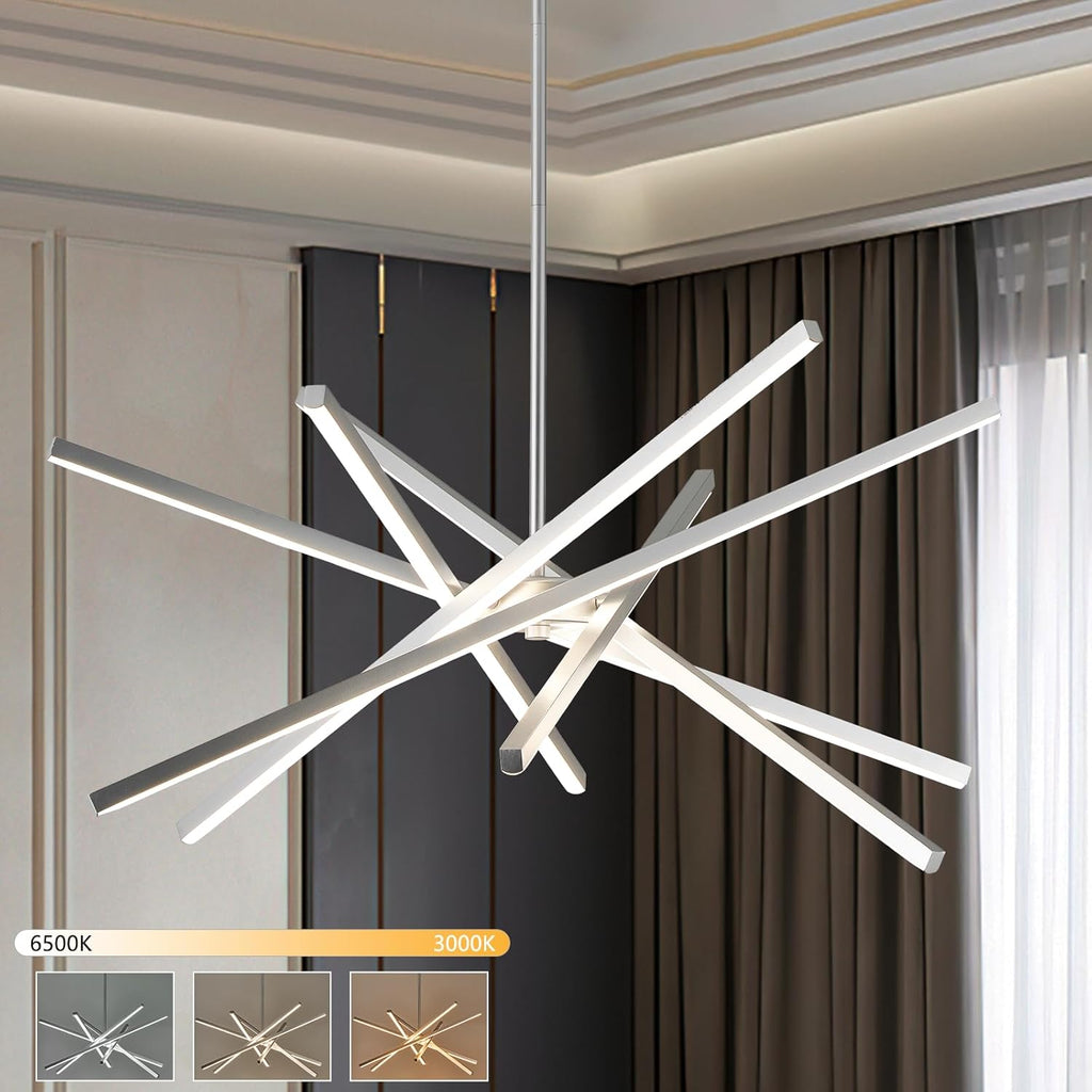 Dimmable Luxe Black Chandelier — Silver