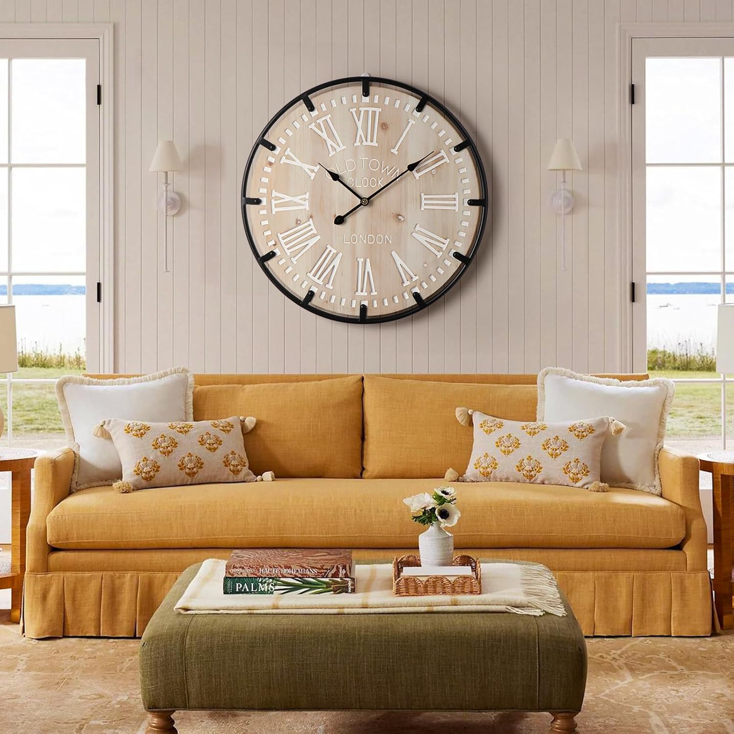Battery Operated Farmhouse Brown Wall Clock — 30" - View 3
