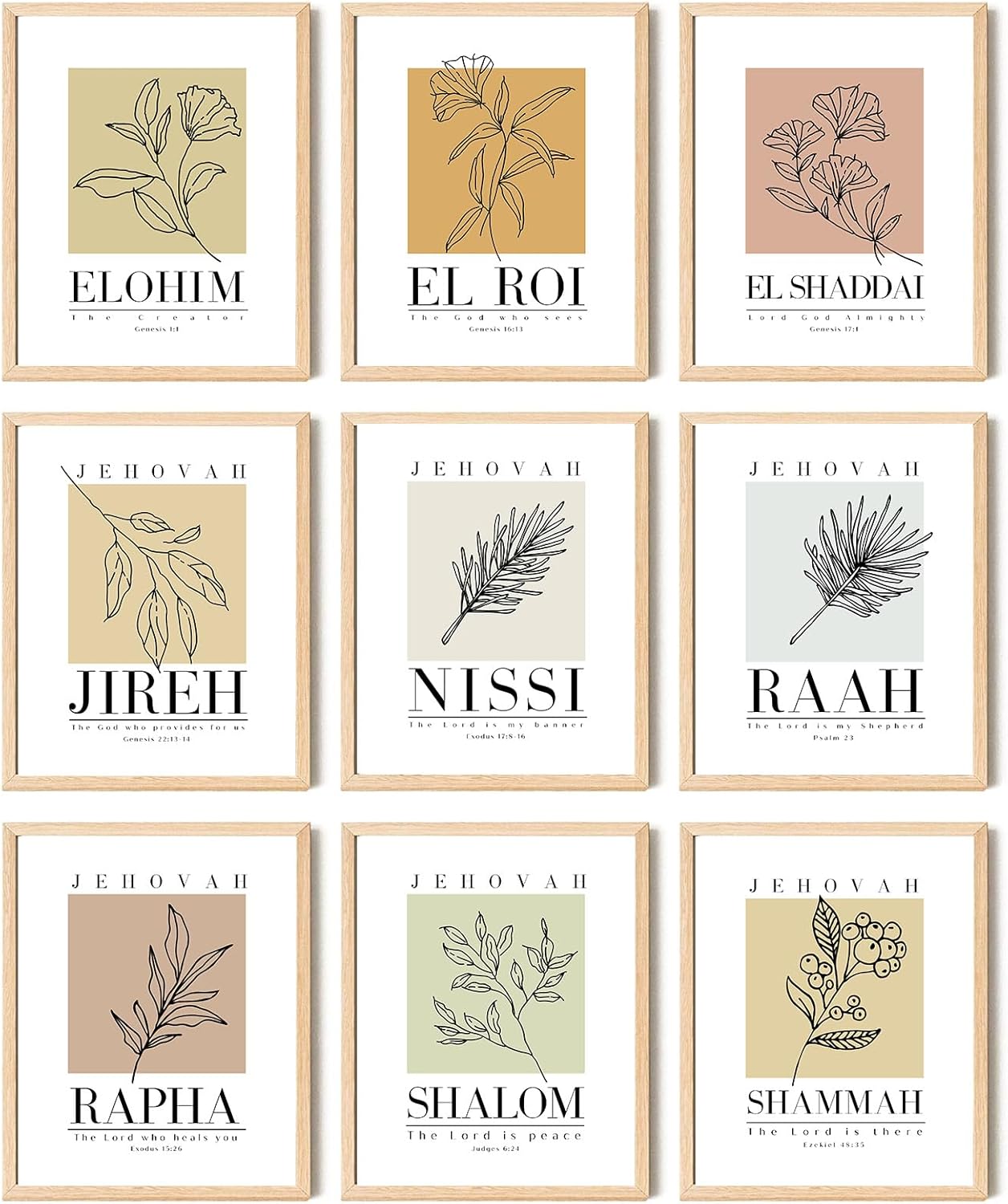 Unframed Farmhouse Fabric Canvas Wall Art — Hebrew Names of God Wall Art