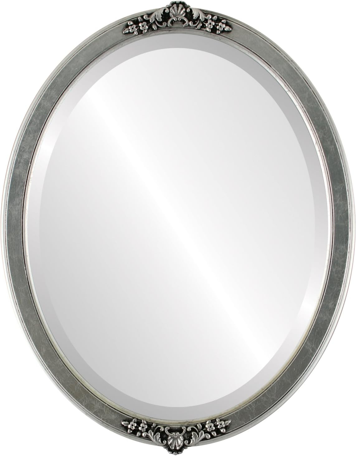 Beveled Luxe Beige Wall Mirror — 26" — Silver Leaf With Black Antique