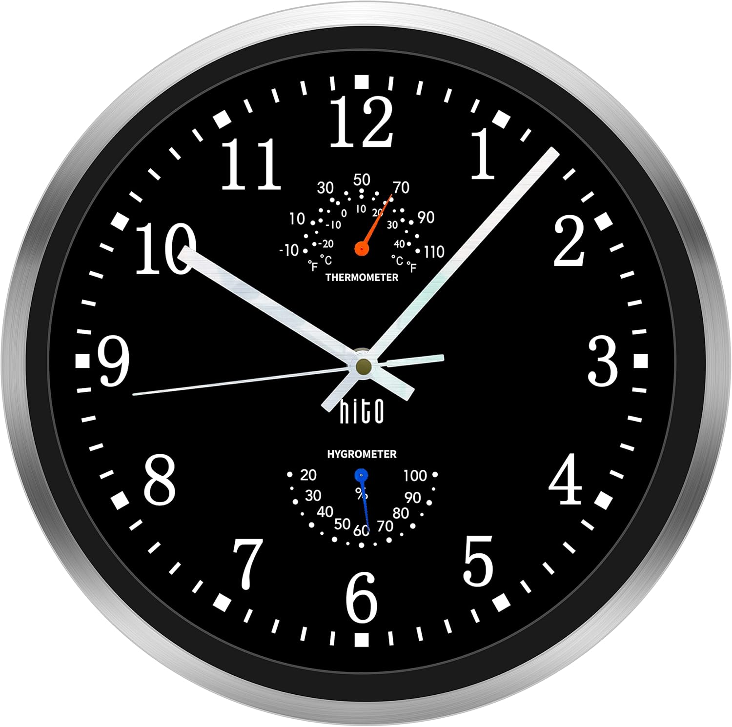 Battery Operated Black Wall Clock — 14" — Black