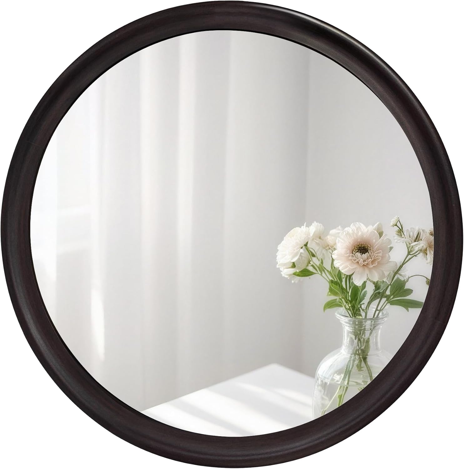 Round Farmhouse Black Vanity Mirror — 36" — 24"L x 24"W
