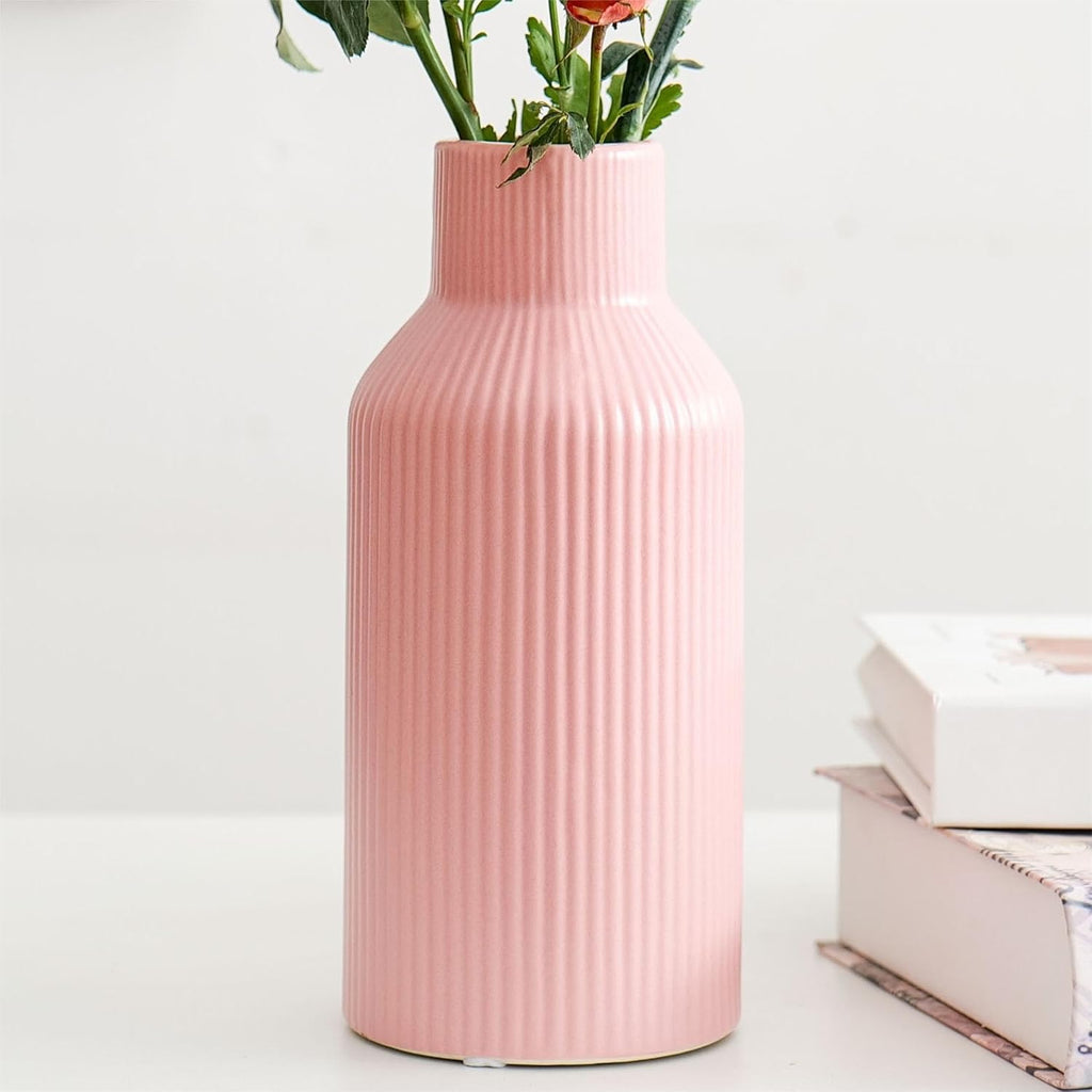 Boho Beige Vase — Set of 3 — Pink