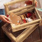 Handwoven Boho Glass Storage Bin — 15.55" - View 2