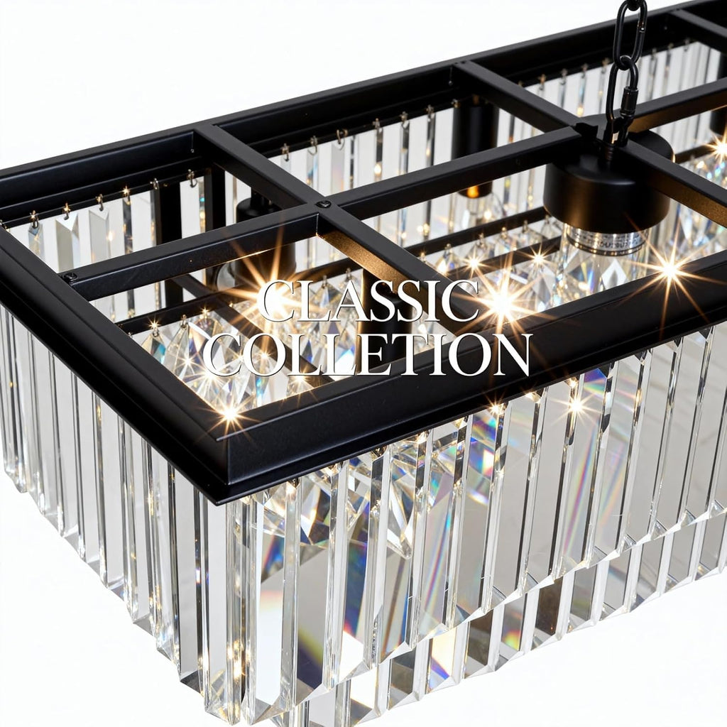 Rectangular Luxe Black Chandelier — 12-Light - View 4