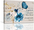 Framed Luxe Blue Wall Art — 16" — Blue/Gold