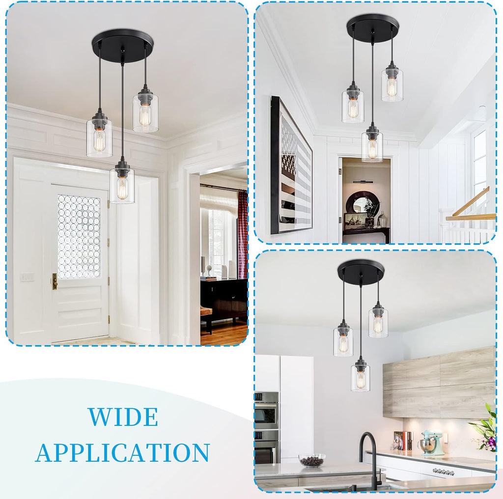 Adjustable Farmhouse Metal Pendant Light — 3-Light - View 4