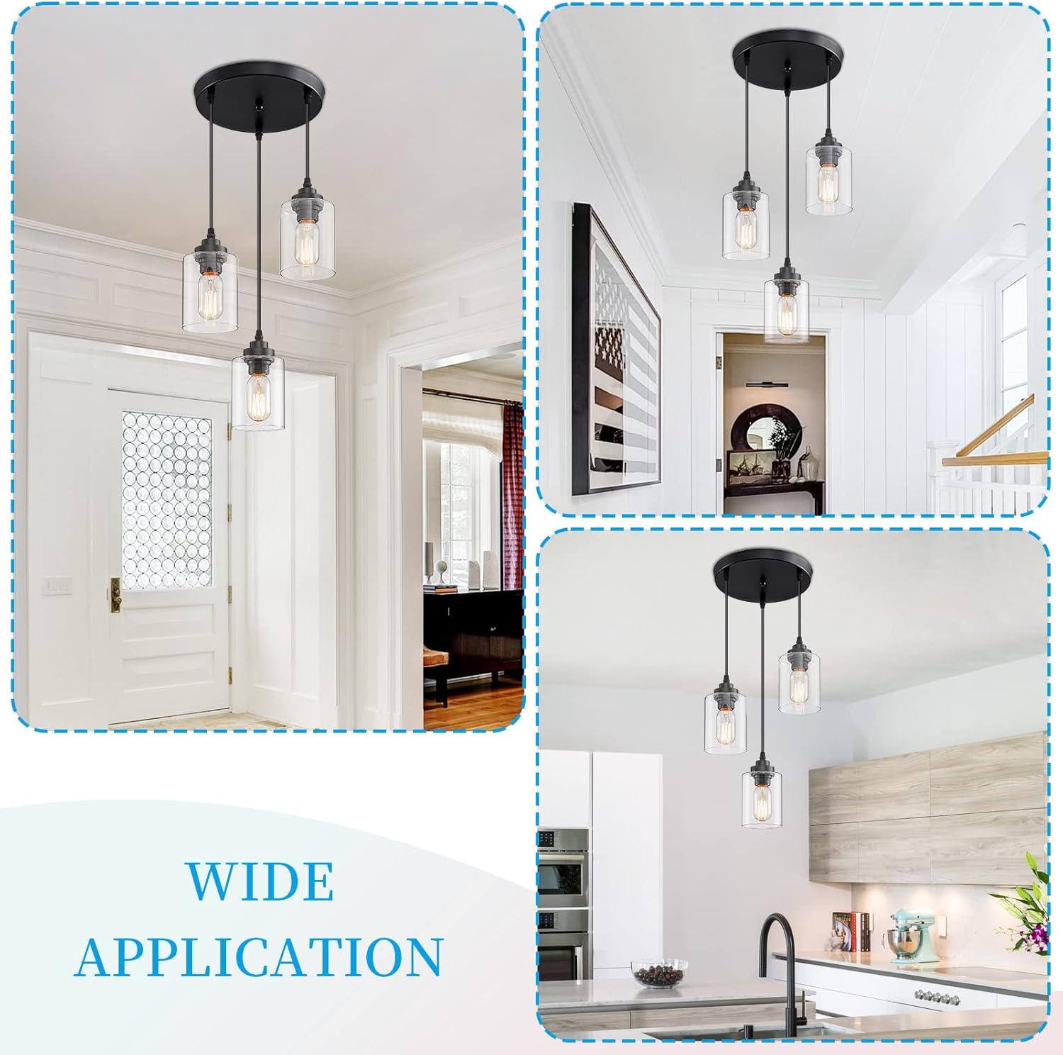 Adjustable Farmhouse Metal Pendant Light — 3-Light - View 4