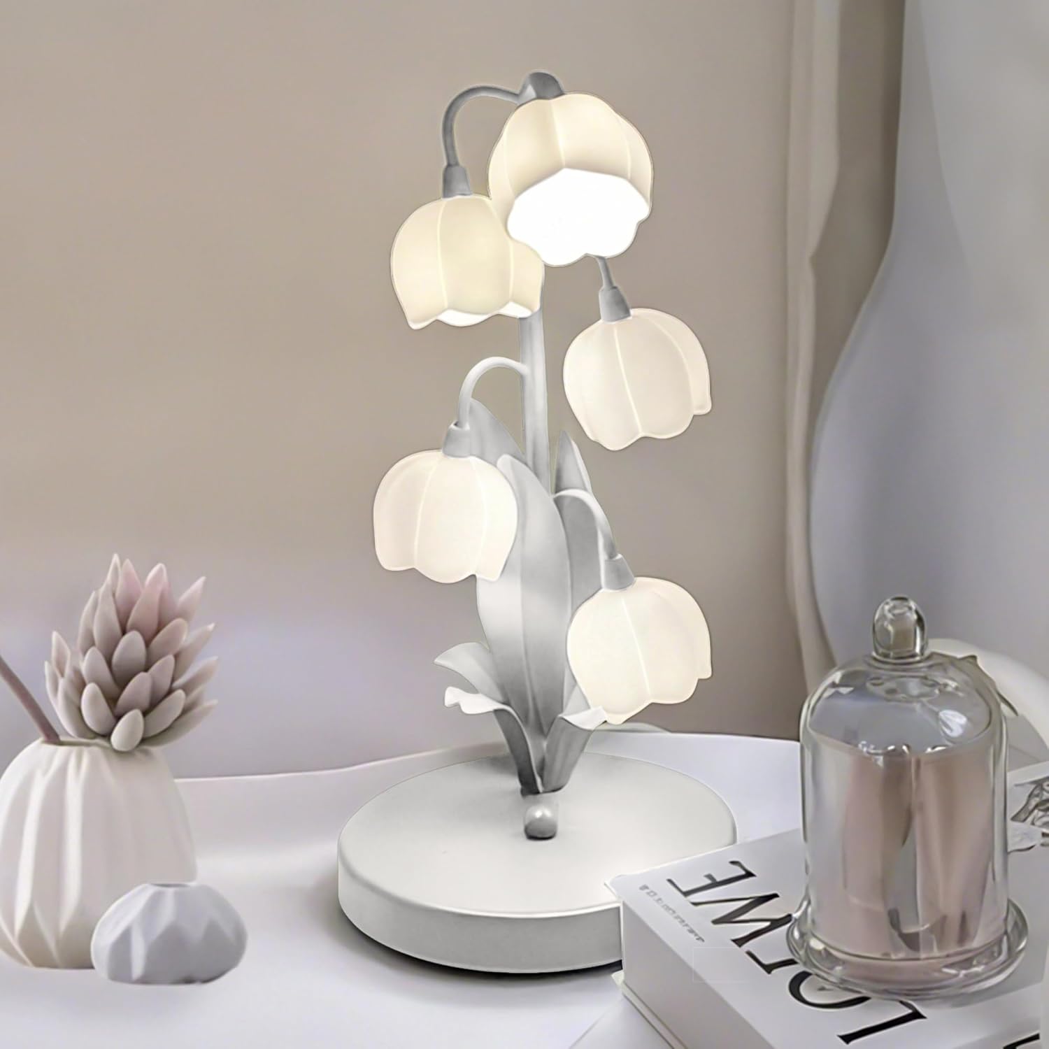 Vintage Green Bedside Lamp — White