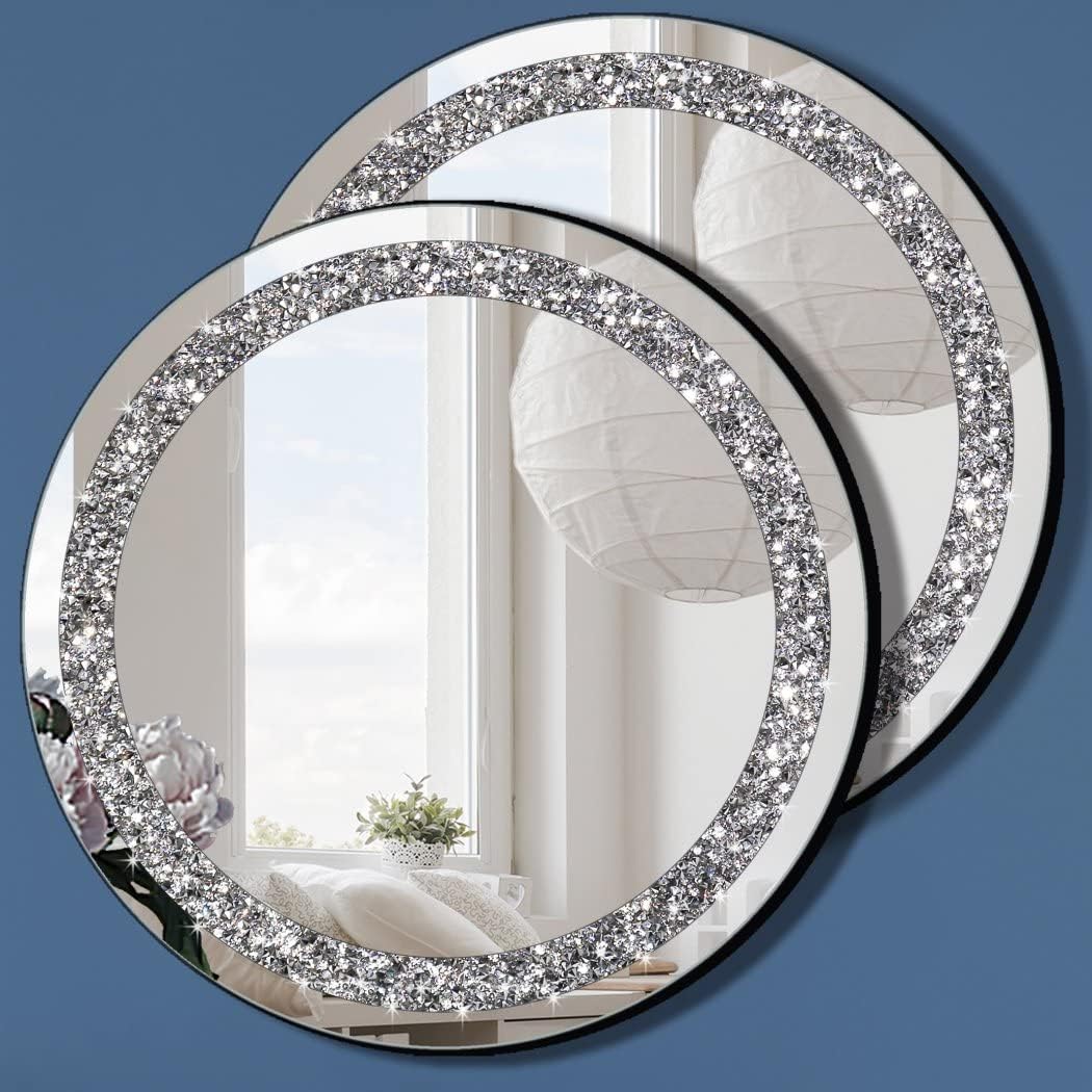 Round Luxe Glass Mirror — 20" — 12"L x 12"W (2 Pack)