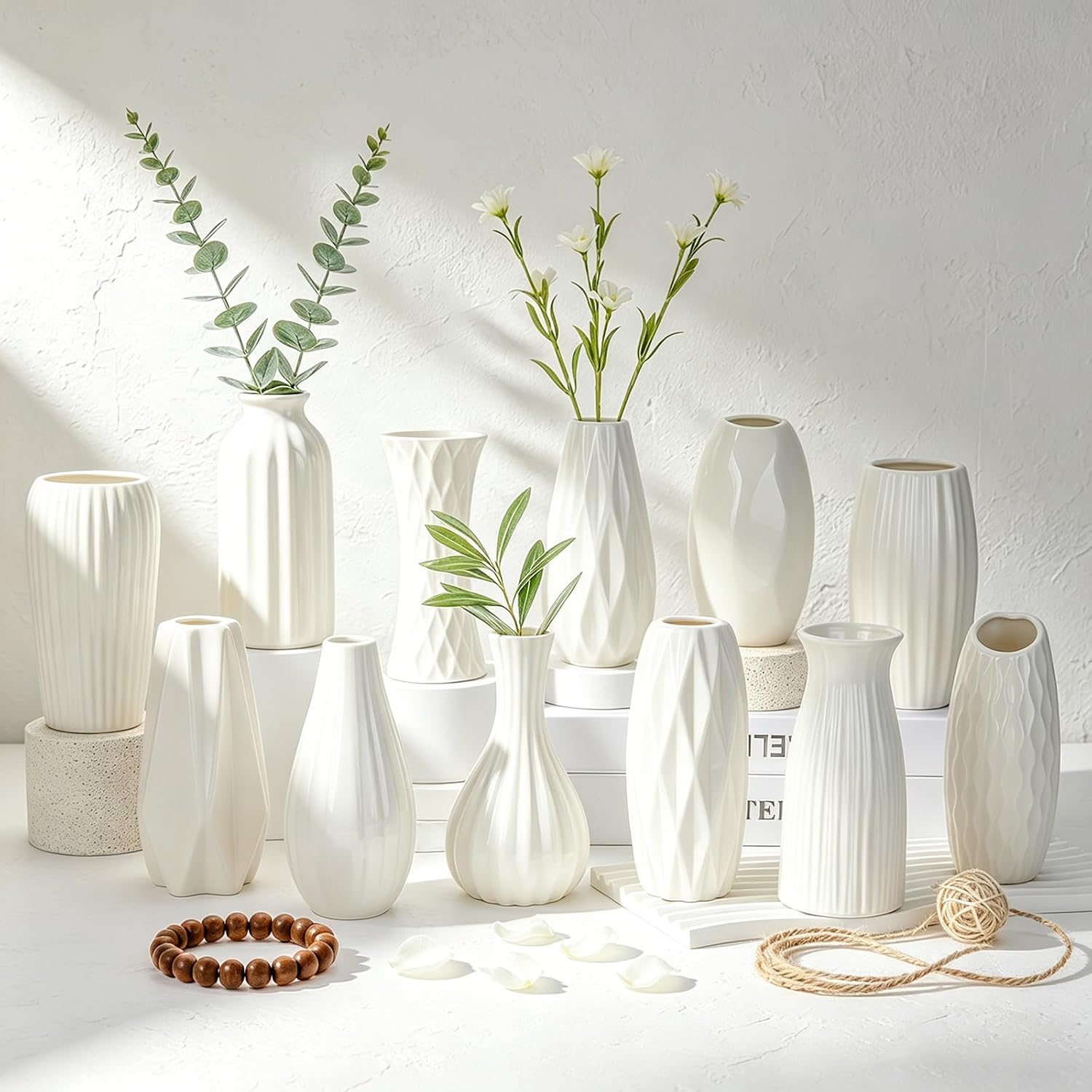 Boho Ceramic Vase — Set of 12 — 12pack Glazed vases
