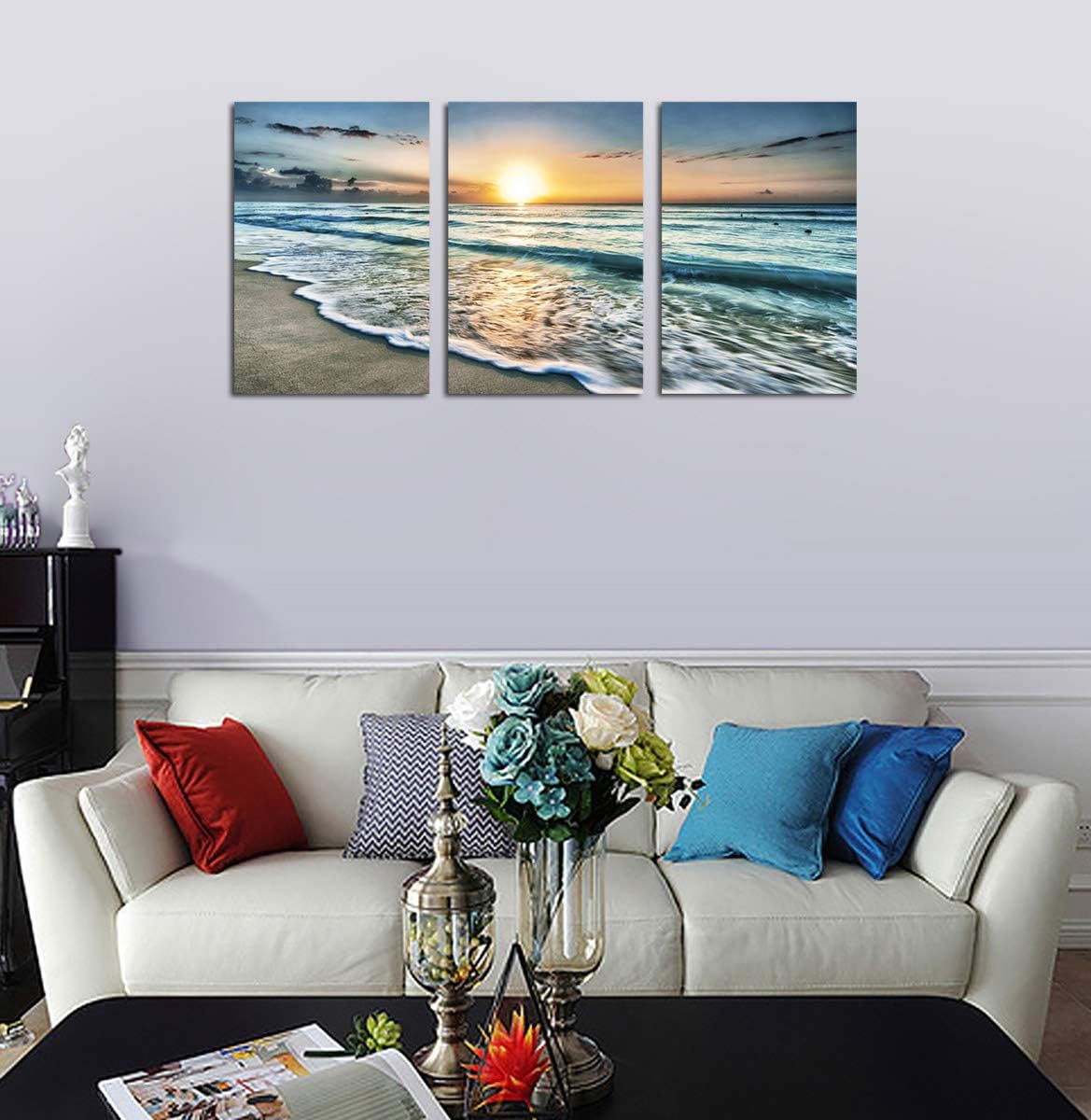 Framed Modern Blue Canvas Wall Art — 16" - View 6