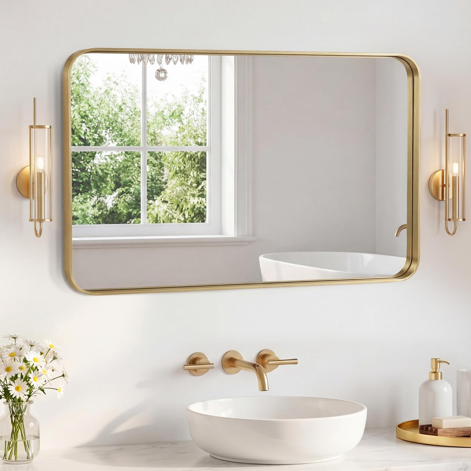 Framed Farmhouse Black Vanity Mirror — 32"